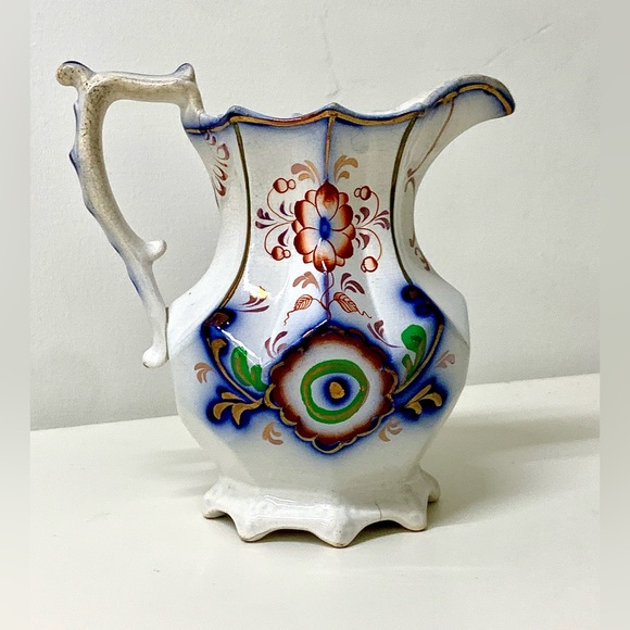 19th Century Antique Gaudy Welsh PAGODA Scalloped Footed Lustreware Pitcher Jug - Picture 9 of 16